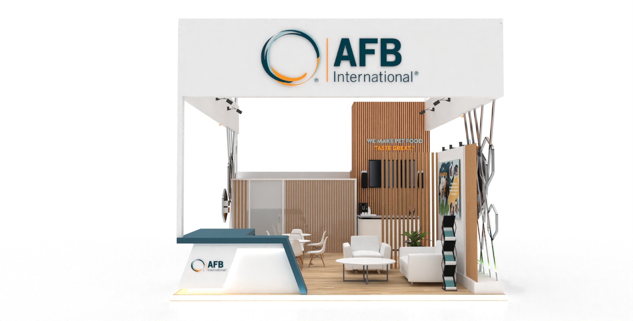 Front 3D render of the AFB International booth
