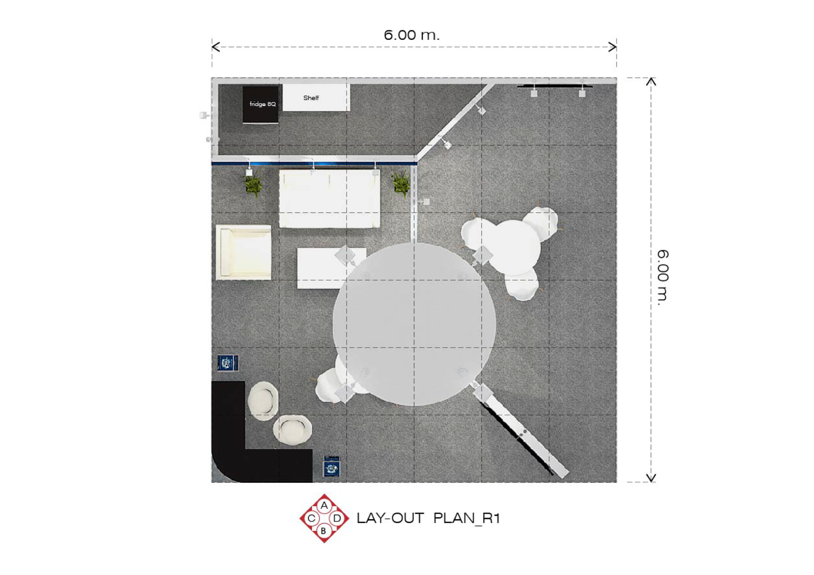 FILTEC ProPak Asia 2025 booth layout plan showing a 6 metre by 6 metre floor area